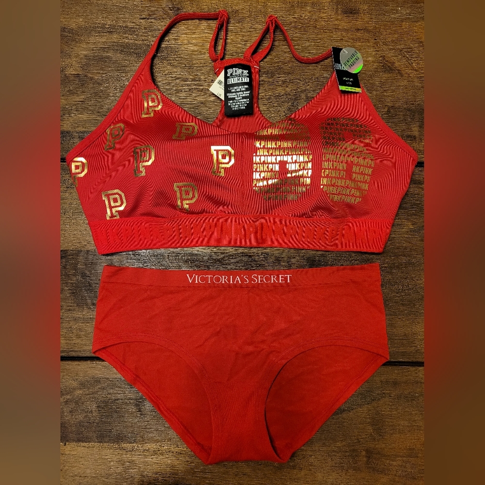 Pink Victoria's Secret  Red Sports Bra Pink Ultimate Free Pantie